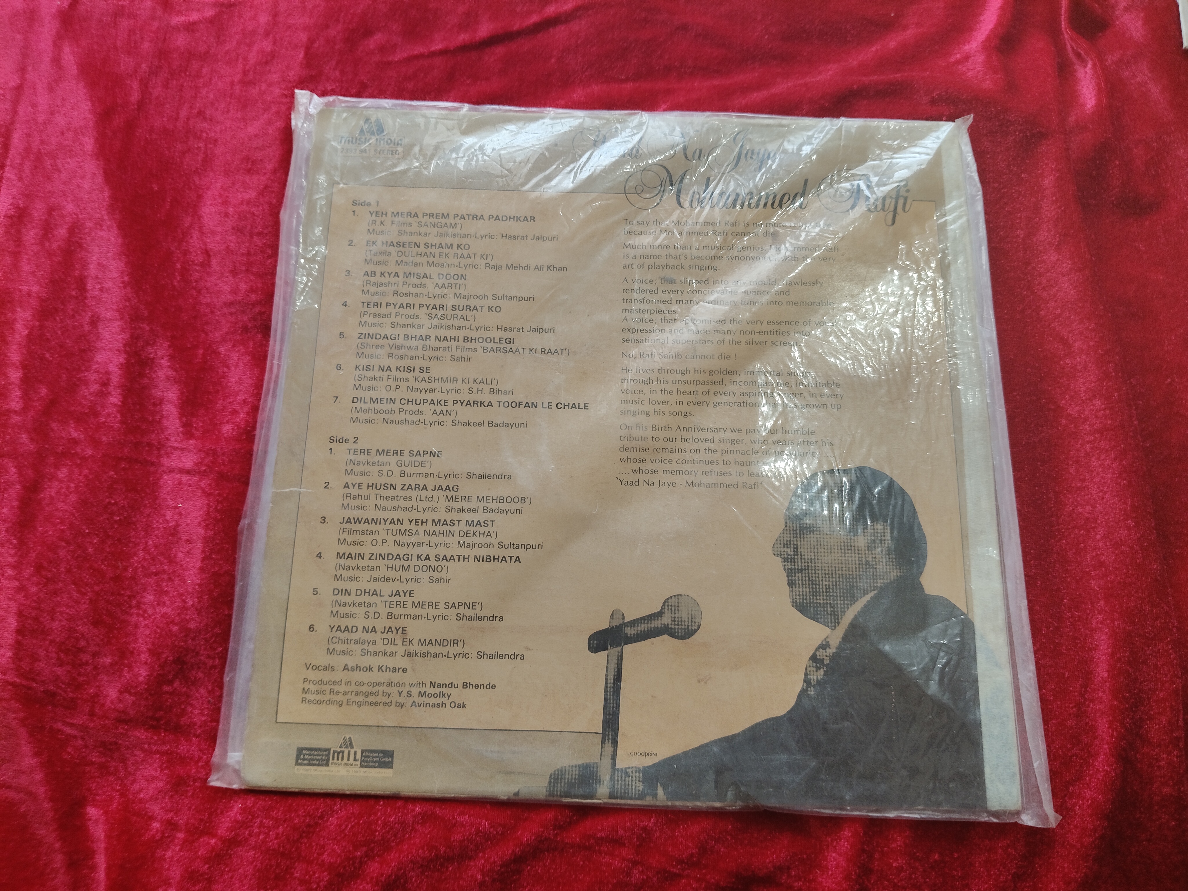 Mohd. Rafi ‎- Yaad Na Jaye – Non-Stop Hits Of – 2393 941 – Film Hits LP Vinyl — photo 2 of 2