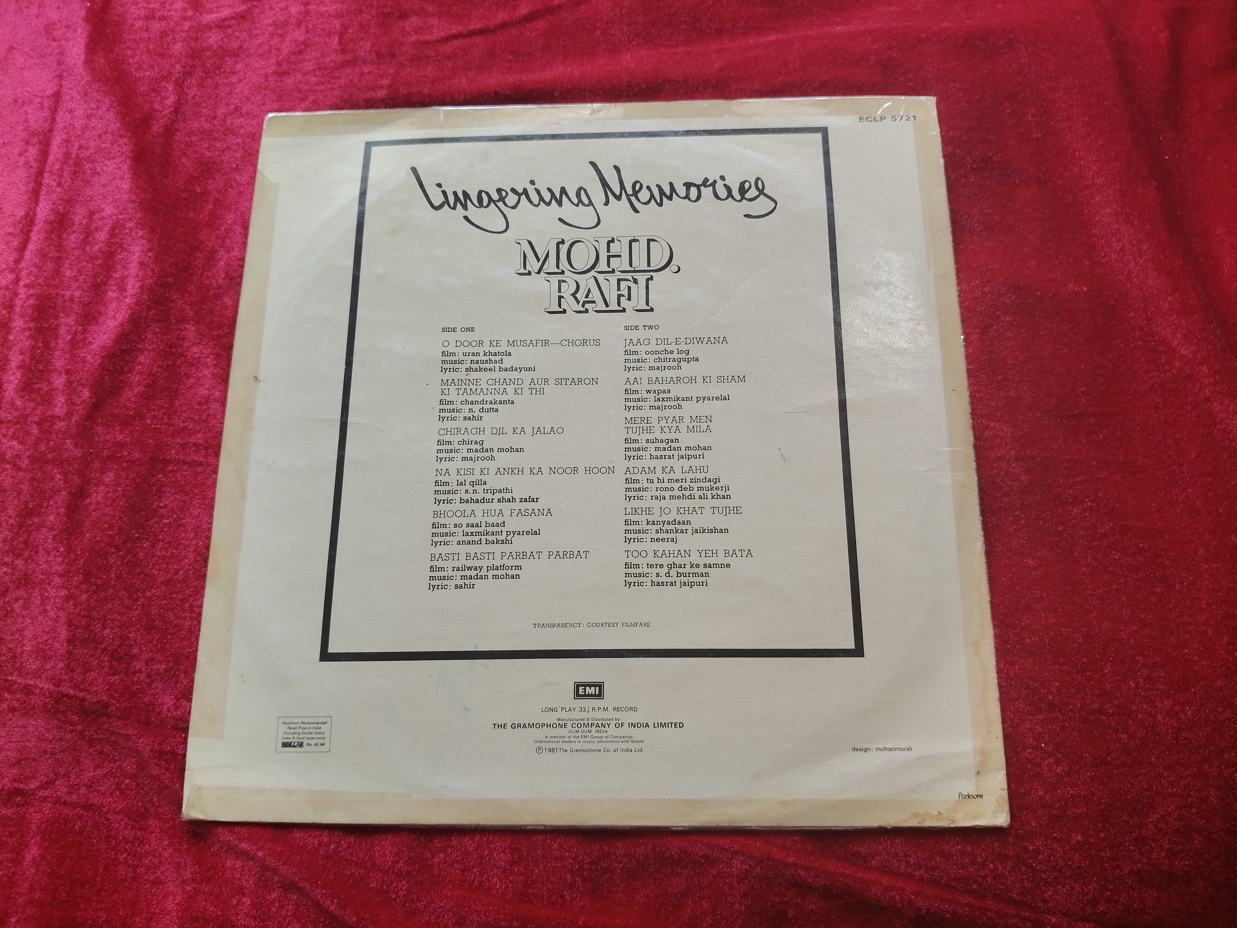 Lingering Memories Mohamed Rafi — LP Record — photo 2 of 2