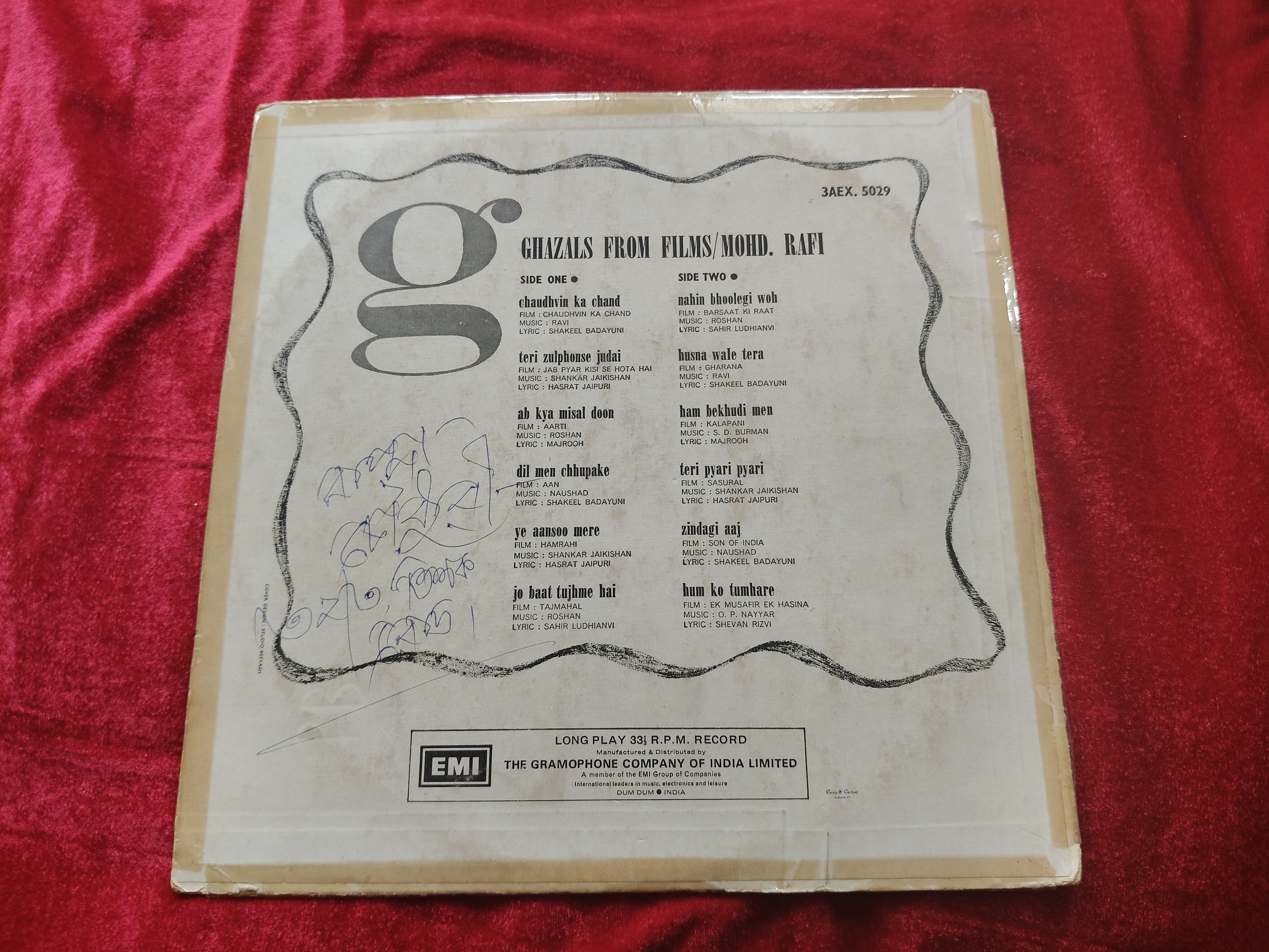 Ghazals from Hindi Films LP Vinyl Record by Mohd Rafi — photo 2 of 2
