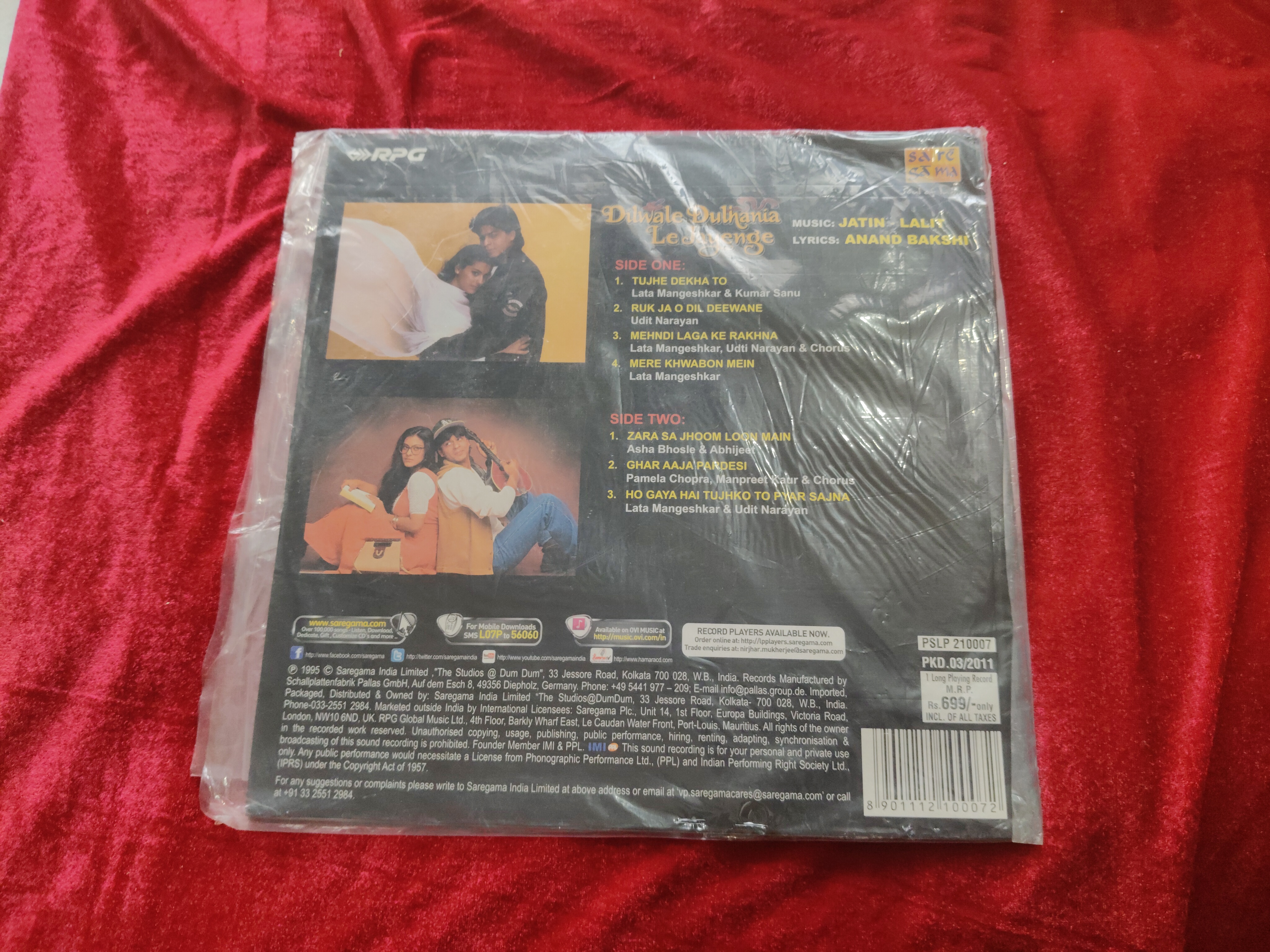 Dilwale Dulhania Le Jayenge – PSLP 210007 – New Released Hindi LP Vinyl Record — photo 2 of 2