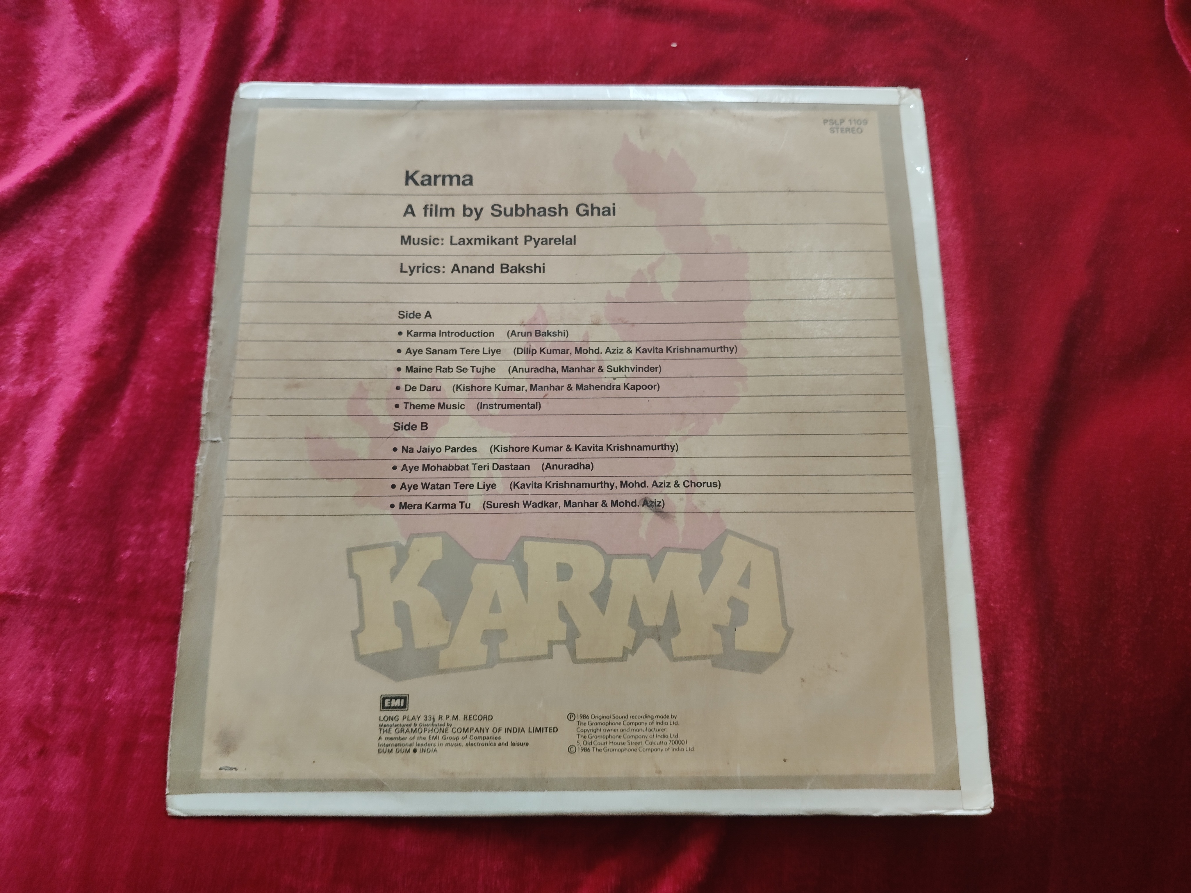 KARMA - HINDI VINYL LP Record — photo 2 of 2