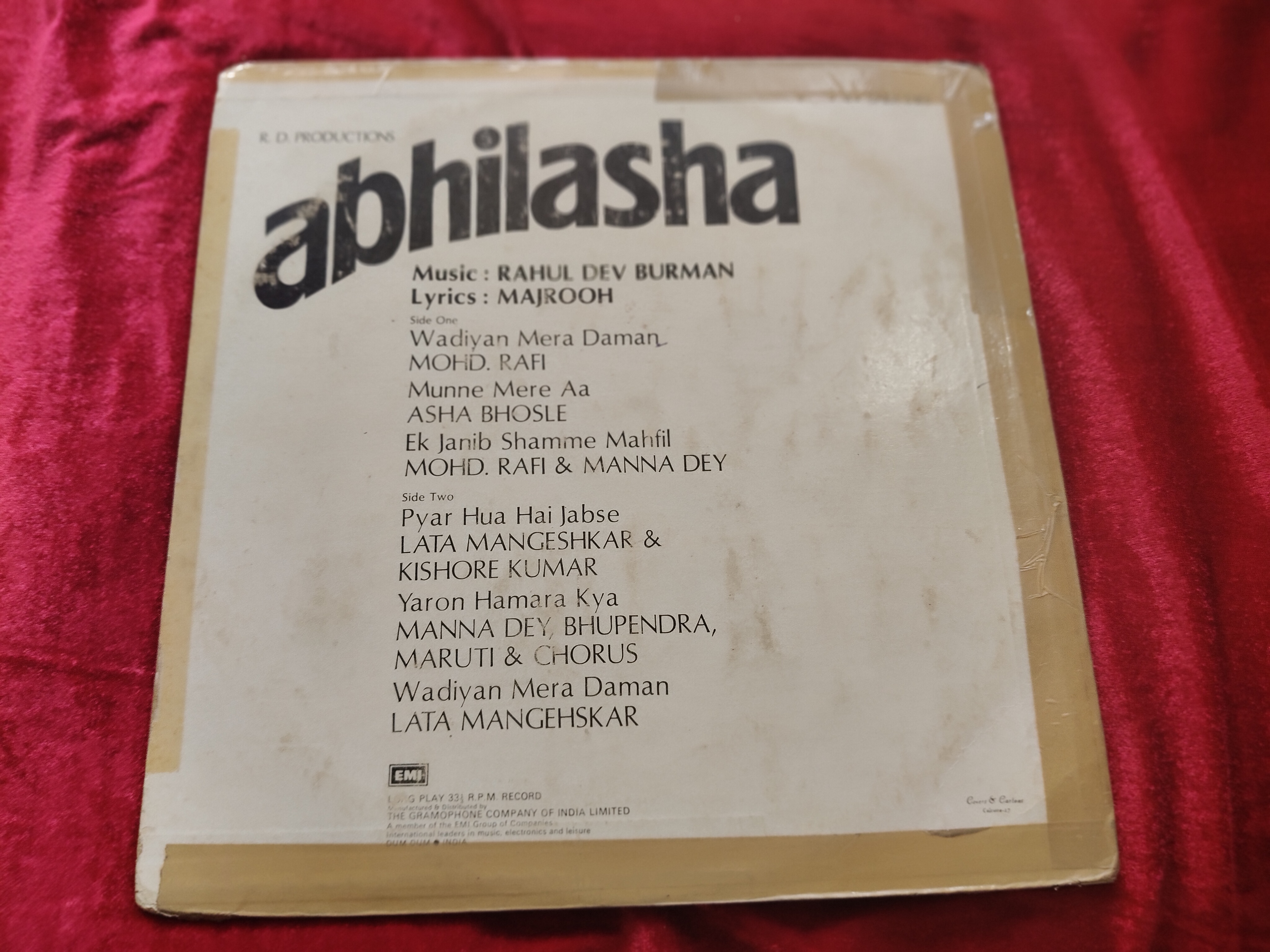 Abhilasha – 3AEX 5183 –Bollywood LP Vinyl record no — photo 2 of 2