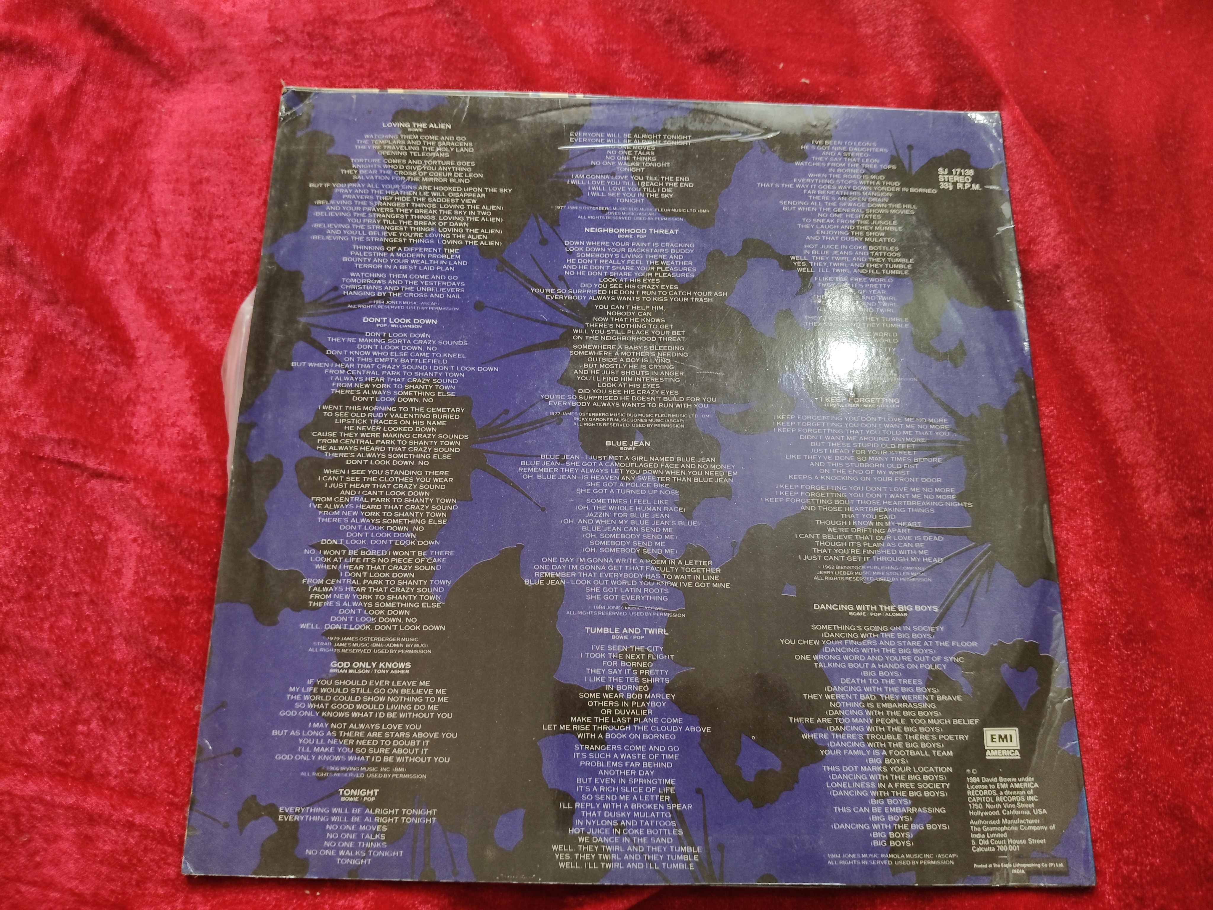 Tonight-David Bowie English Lp Vinyl Record  — photo 2 of 2