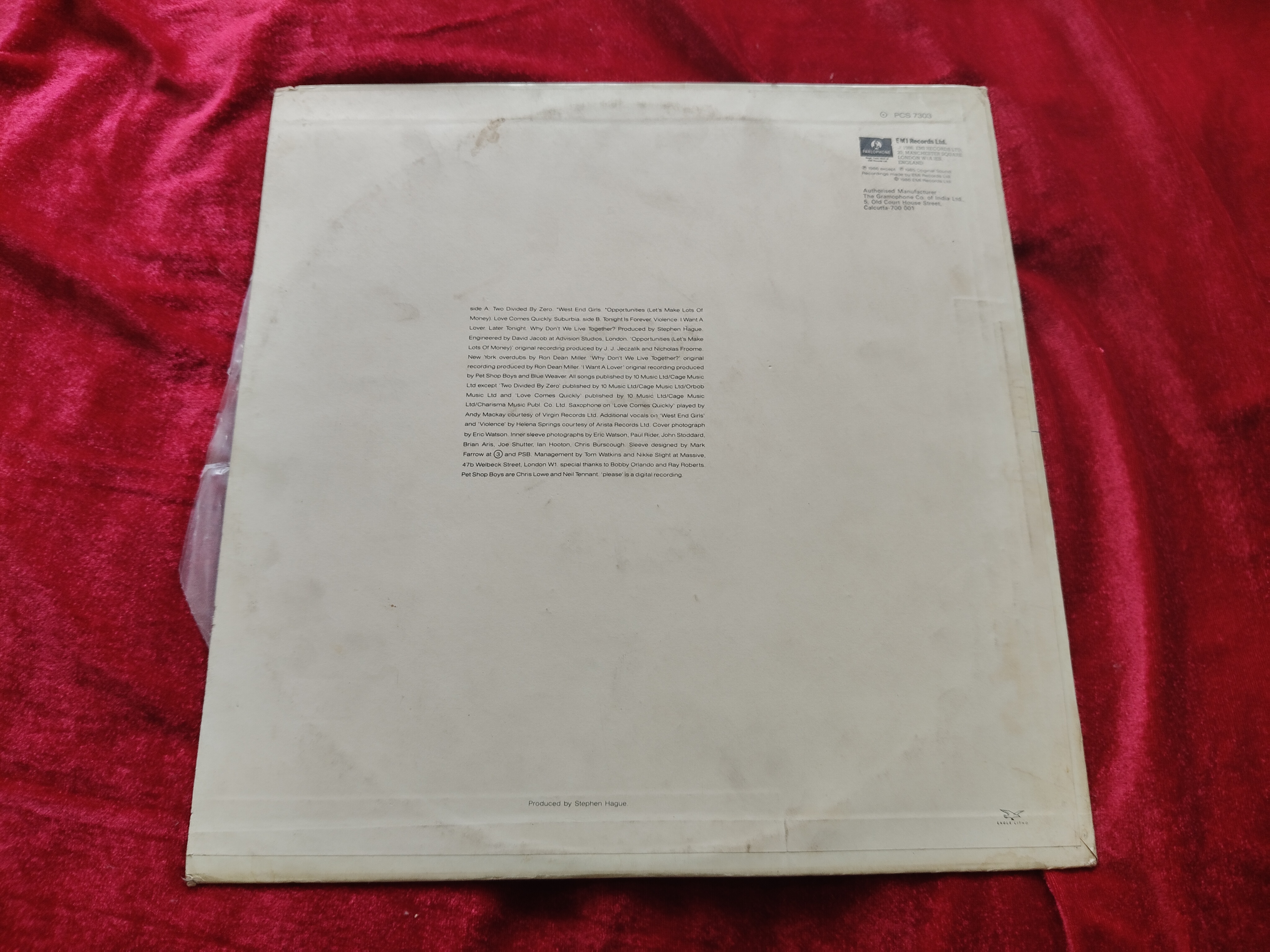 PET SHOP BOYS - PLEASE 1986 vinyl record LP — photo 2 of 2