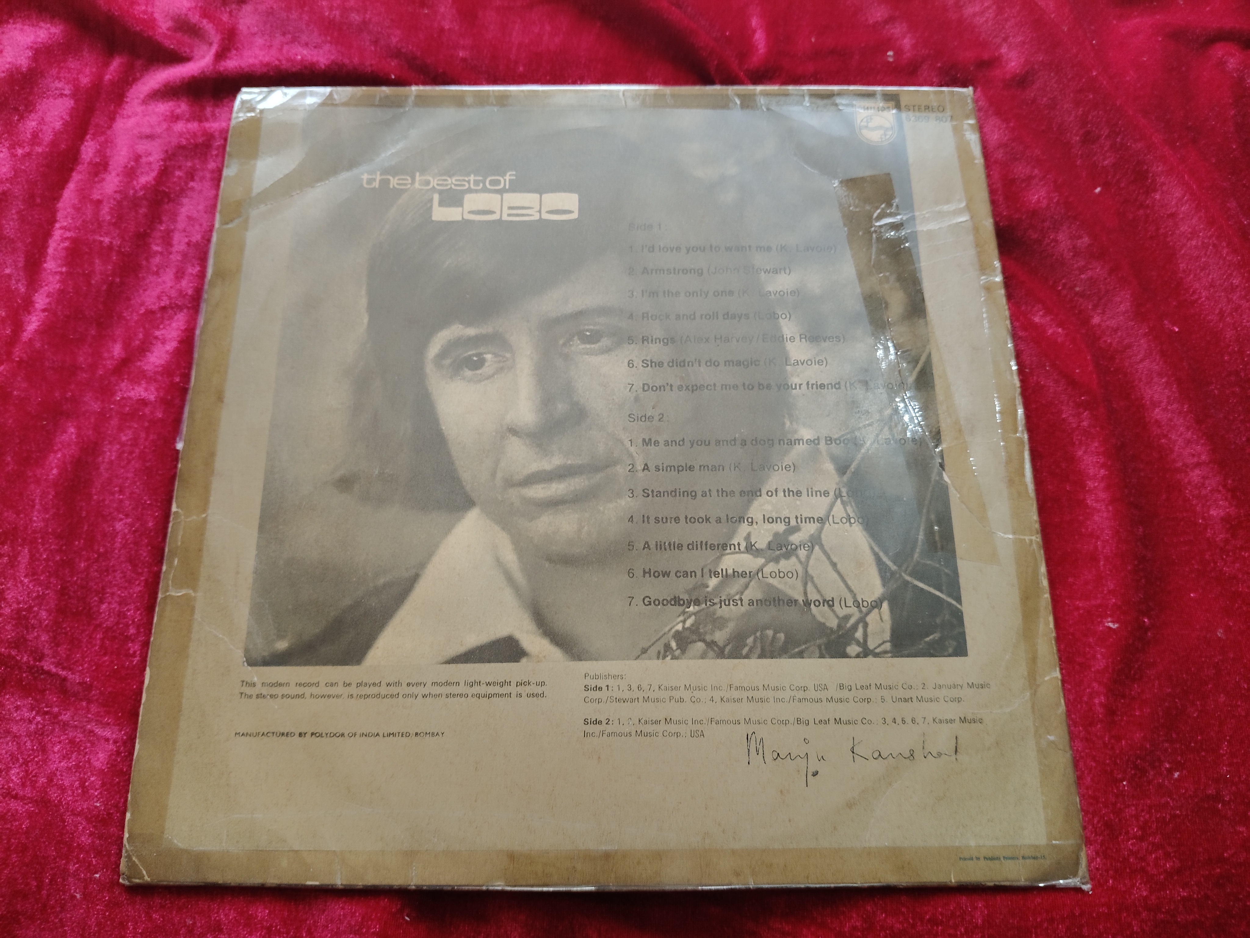 Lobo - Best Of Lobo (Indian pressing) ( (Used Vinyl — photo 2 of 2