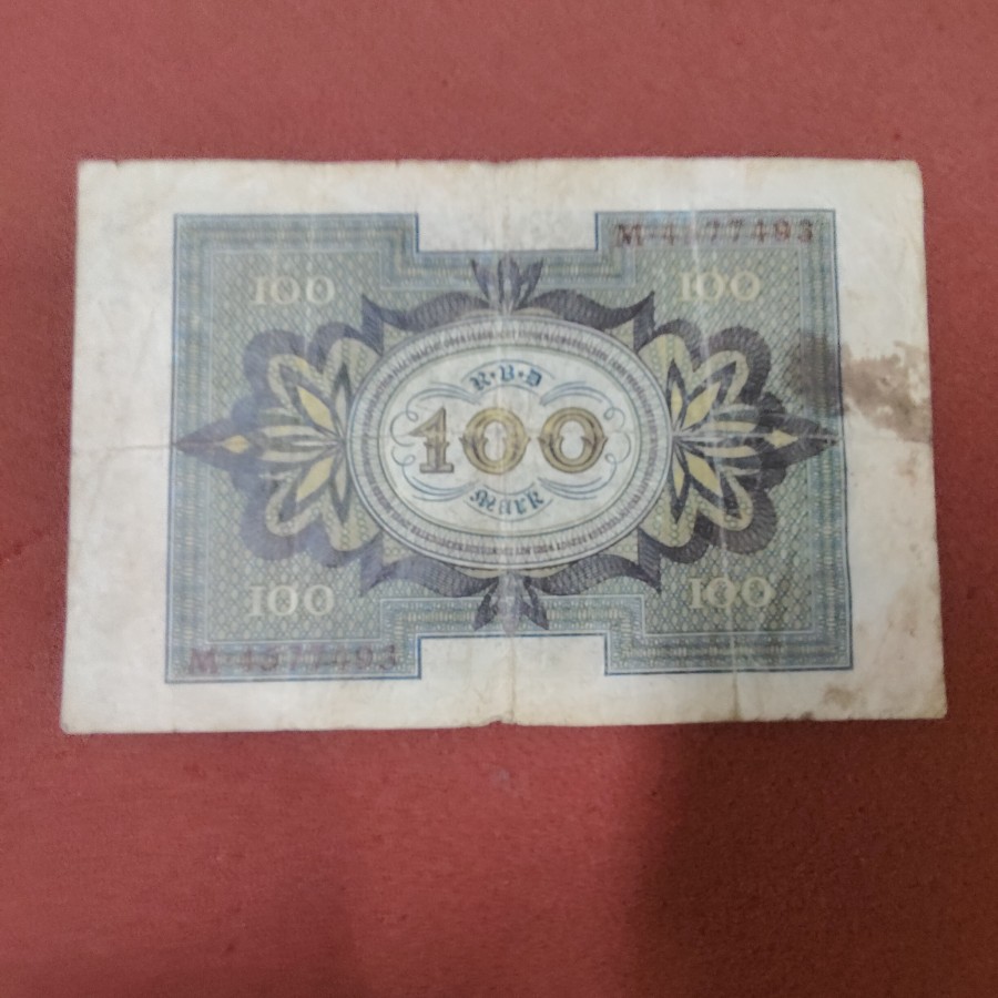 GERMANY ~ 100 Mark Reichsbanknote ~ 1920 ~ RARE NOTE — photo 2 of 2