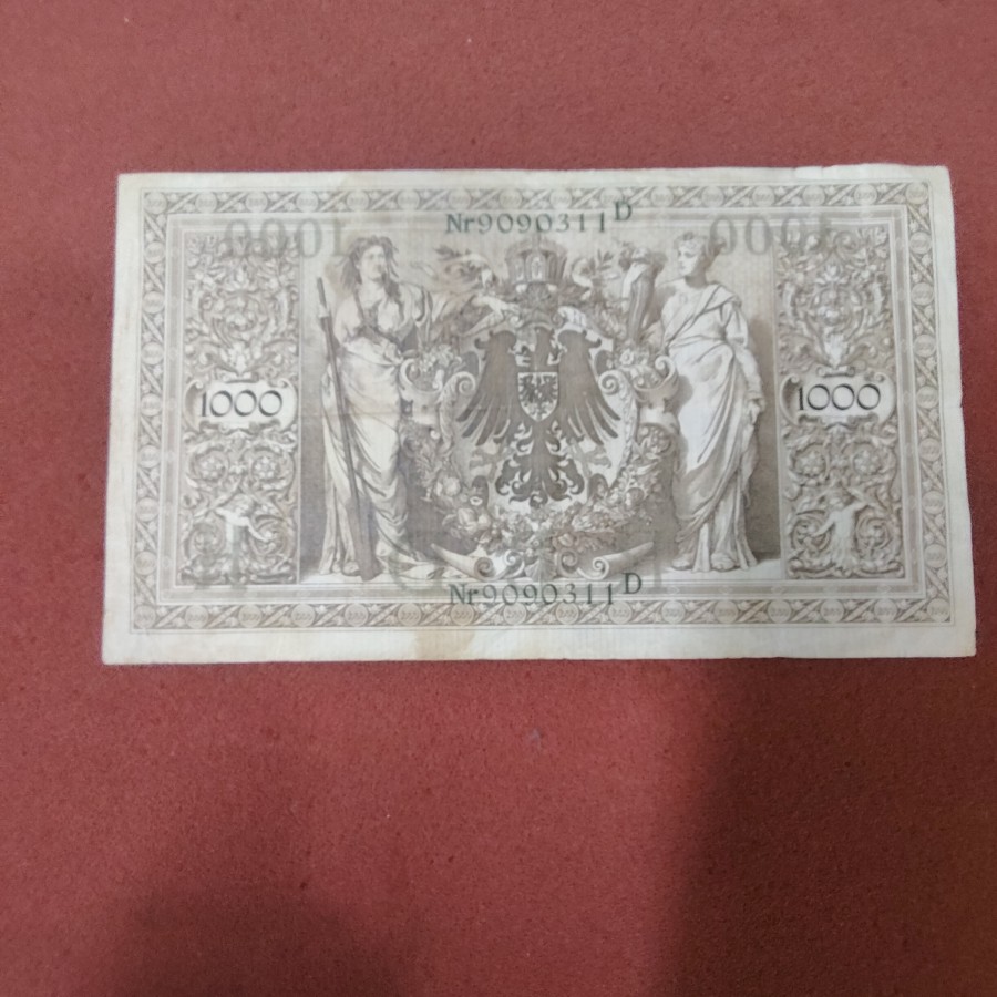 GERMANY ~ 1000 MARK ( GREEN SEAL ) ~ OLD ISSUE ~ 1910 RARE BIG NOTE — photo 2 of 2